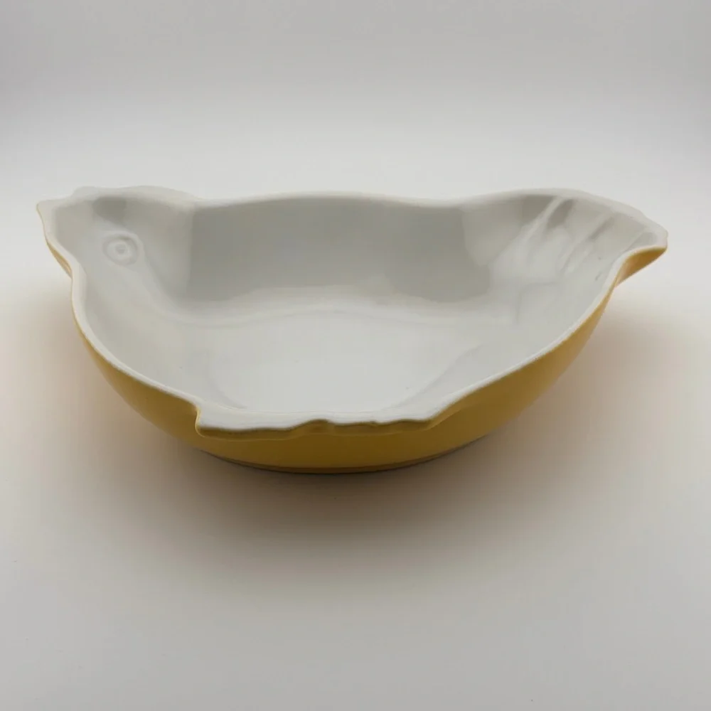 Pair of Vintage Sur La Table Yellow Chicken Ceramic Baking Dishes